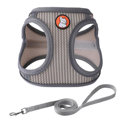 HPETHF Dog Harness for Small Dogs Leashes SetSoft No Pull Adjustable Leash and Harness Vest Belt for PuppySmallMedium Dogs(Light Grey-M)