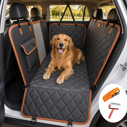 RuffRover™ 5-in-1 Convertible Dog Car Hammock – Waterproof Rear Seat Cover with Mesh Window, 60/40 Split Design & Storage Pocket for Cars, SUVs & Trucks