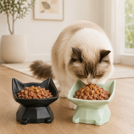 CeramiTilt 2-Piece Raised Cat Bowl Set