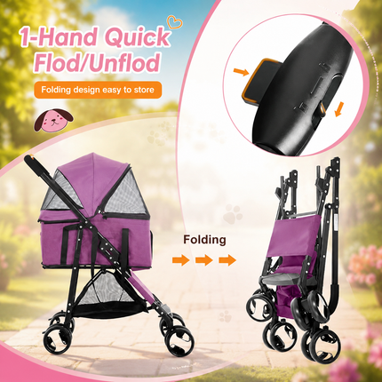 🏆 BestPet Premium 3-in-1 Pet Stroller | Detachable Carrier, Car Seat & Foldable Travel System for Dogs & Cats
