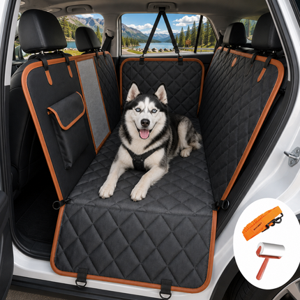 RuffRover™ 5-in-1 Convertible Dog Car Hammock – Waterproof Rear Seat Cover with Mesh Window, 60/40 Split Design & Storage Pocket for Cars, SUVs & Trucks