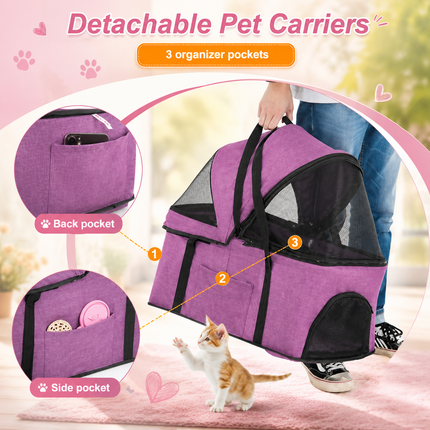 🏆 BestPet Premium 3-in-1 Pet Stroller | Detachable Carrier, Car Seat & Foldable Travel System for Dogs & Cats