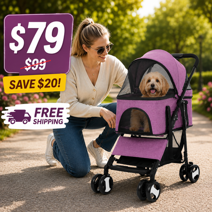 🏆 BestPet Premium 3-in-1 Pet Stroller | Detachable Carrier, Car Seat & Foldable Travel System for Dogs & Cats