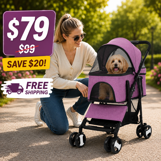 🏆 BestPet Premium 3-in-1 Pet Stroller | Detachable Carrier, Car Seat & Foldable Travel System for Dogs & Cats